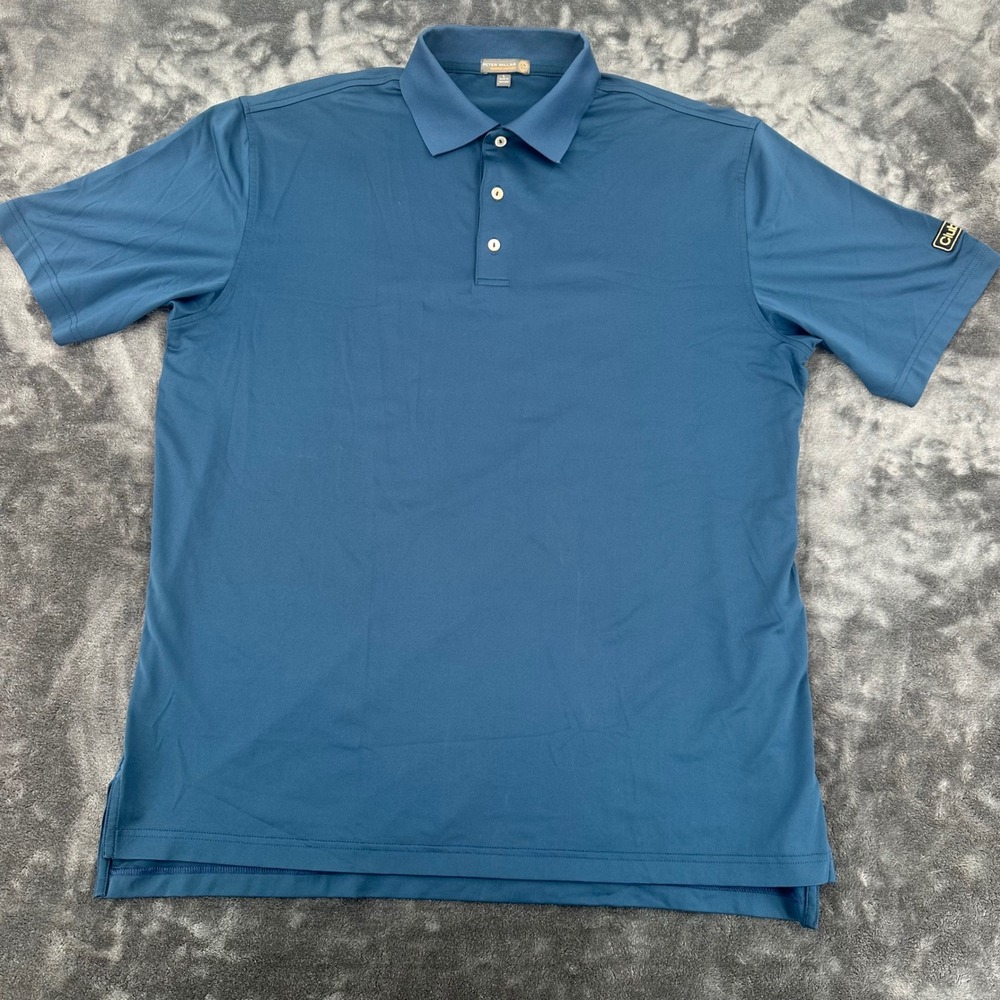 Peter Millar Summer Comfort Polo Shirt Mens Large Blue Club Car Performance Golf - Picture 2 of 8